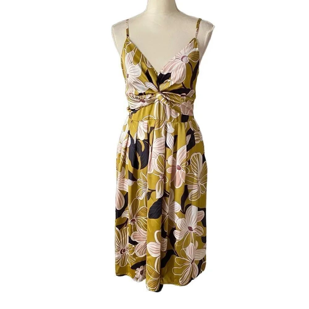 Anthropologie Hutch Dress Size 6 Small Floral Midi Sundress Twist Front Boho